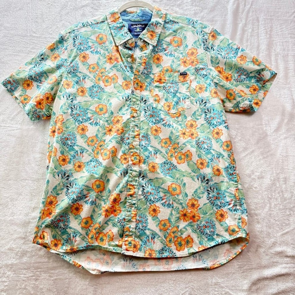 Chubbies XL Mens Tropical Floral Hawaiian Short Sleeve Button Up Shirt Cotton